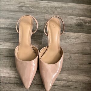 H&M Blush Patent Pointed-Toe Slingback Heels